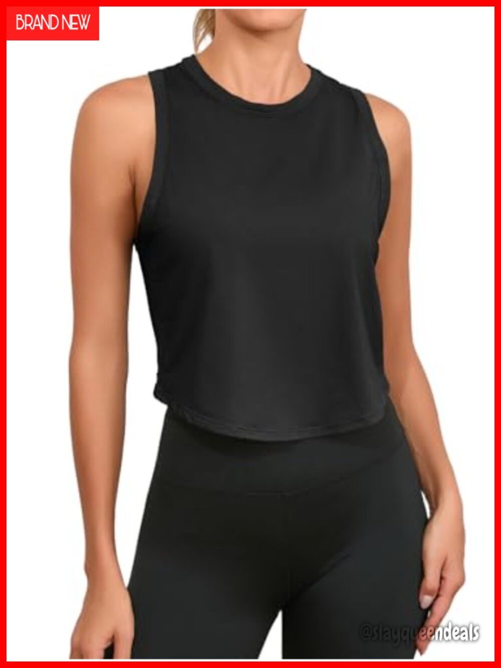 Cropped Tank Top Racerback Sleeveless Crewneck Workout Yoga Running